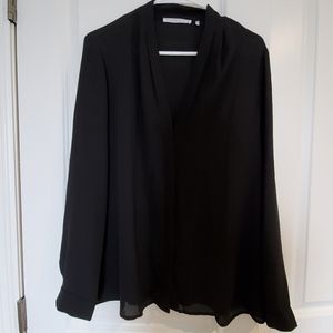 Sheer black v neck blouse